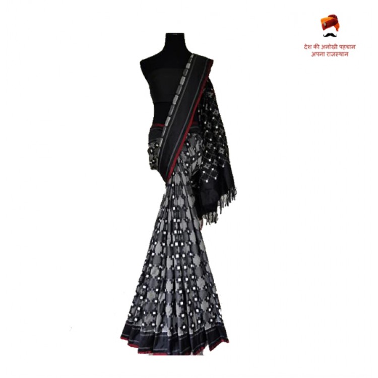 Elegant Black Double Ikkat Saree