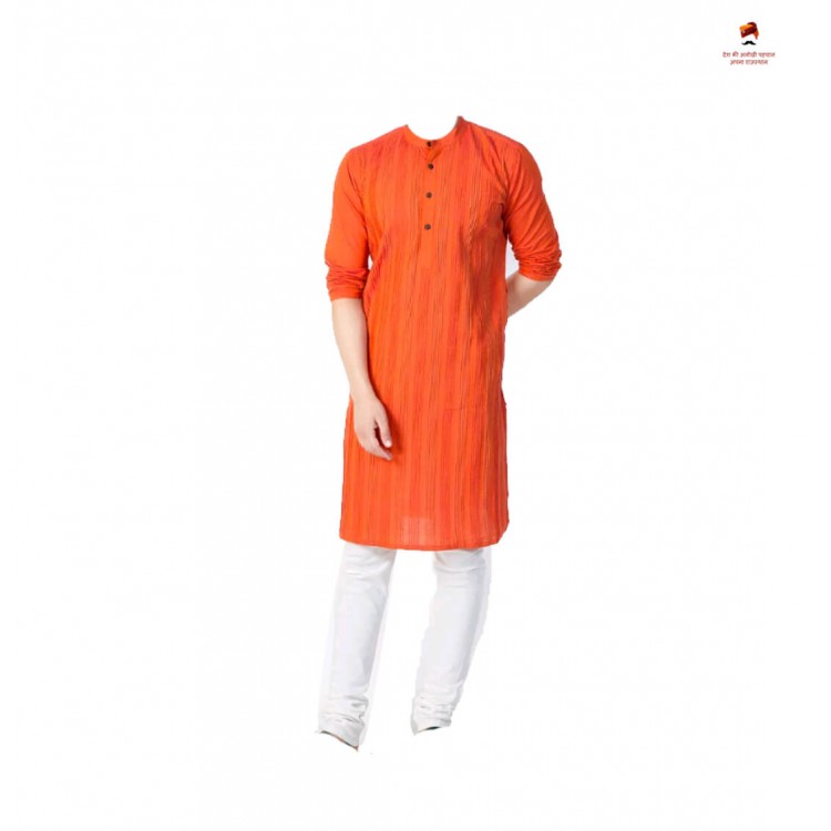 Cotton Pintucked Slim Fit Kurta