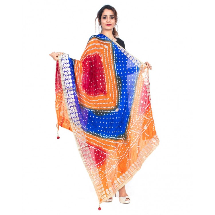 Maya Son Jaipuri Rajasthani Fashion Women's Traditional Bandhani Bandhej Gota Patti Work Dupatta For Women's/Girl's